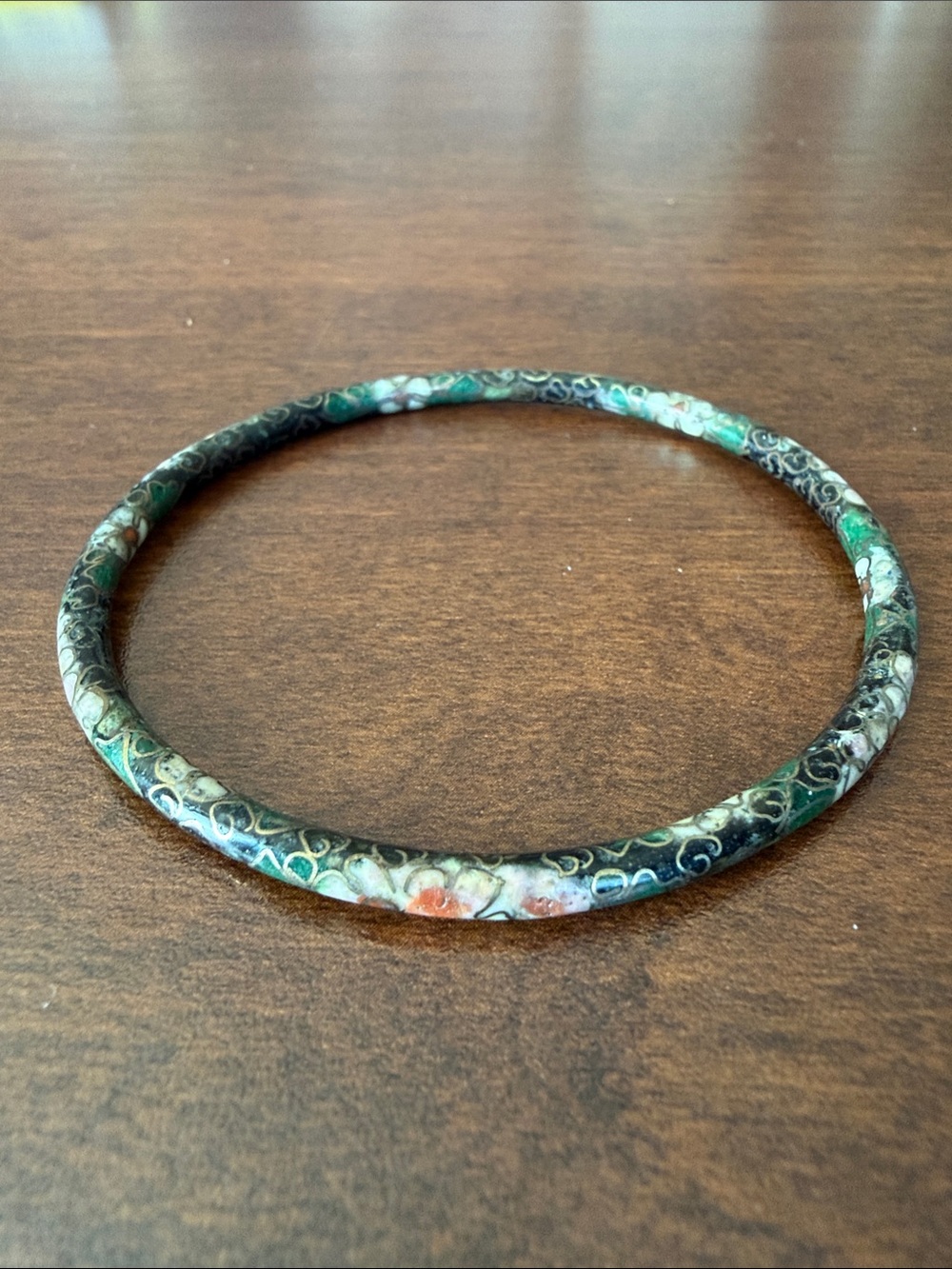 Vintage antique bangle bracelet real glass cloisonné
